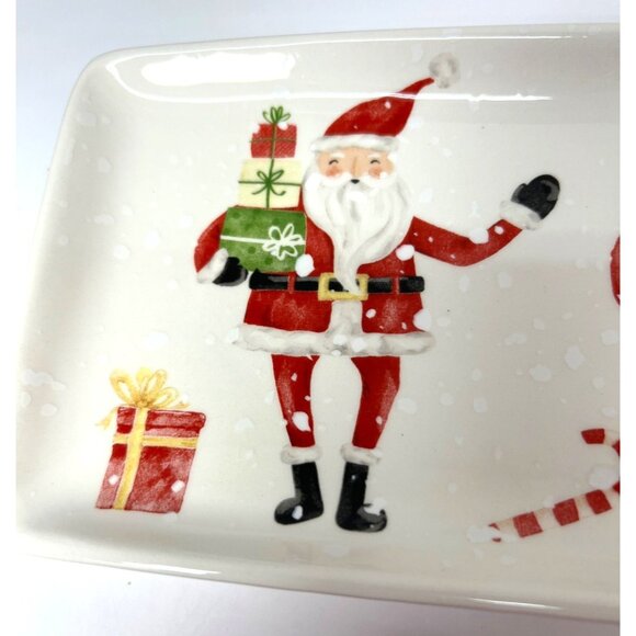 Christmas Rectangular Santa Claus Ceramic Serving Tray - 12.5 x 5 - Dishwasher & - Picture 1 of 4